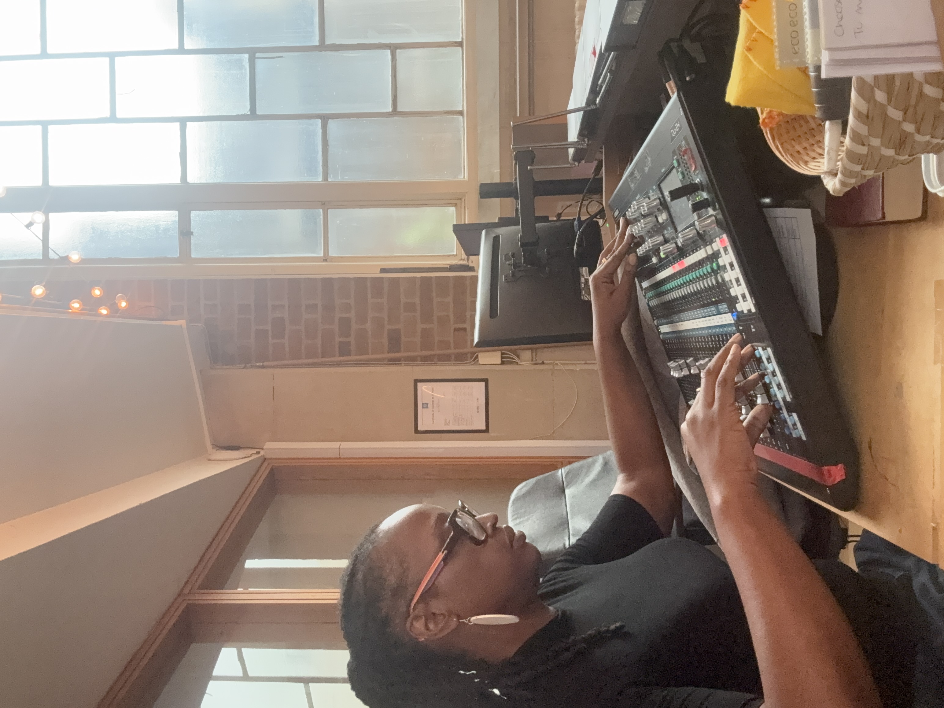 Leticia adjusting soundboard